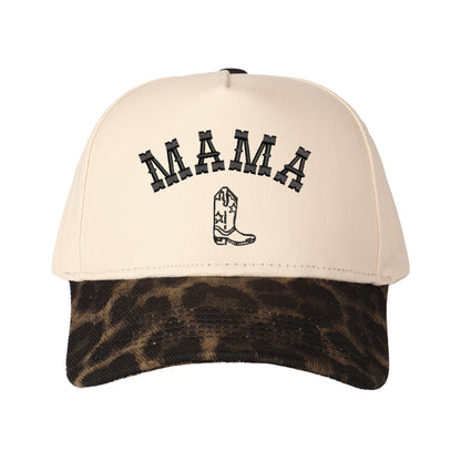 Mama And Boot Pattern Embroidered Trucker Hat