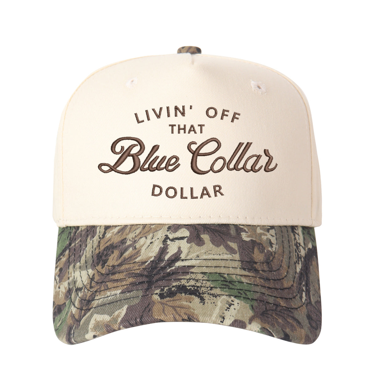 Livin' Off That Blue Collar Dollar Embroidered Trucker Hat