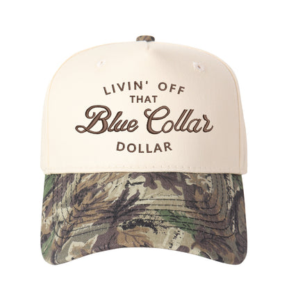 Livin' Off That Blue Collar Dollar Embroidered Trucker Hat
