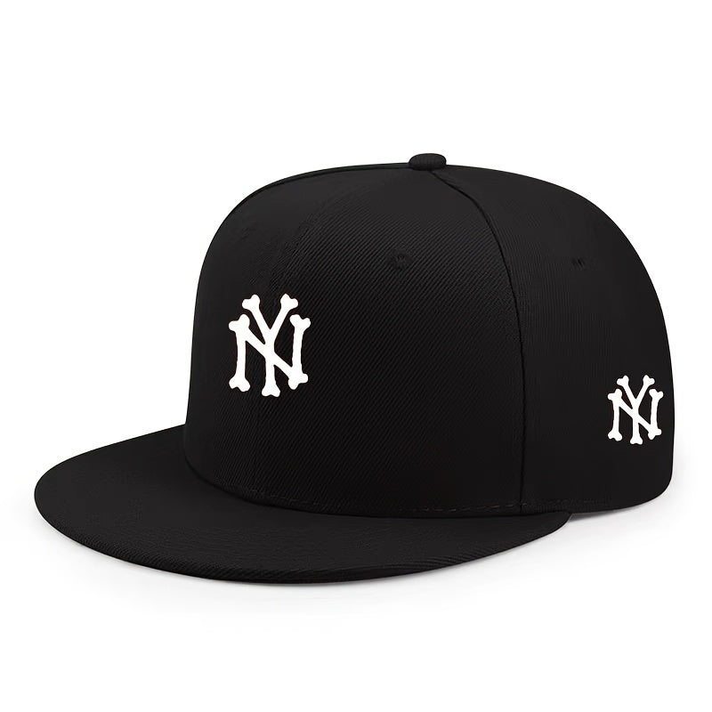 NY Letter Print Flat-Brim Cap