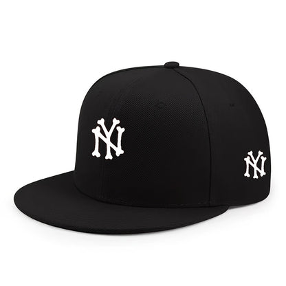 NY Letter Print Flat-Brim Cap