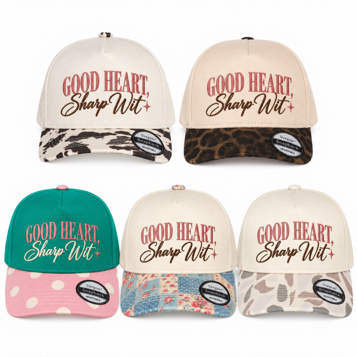 Good Heart, Sharp Wit 5-Panel Trucker Hat