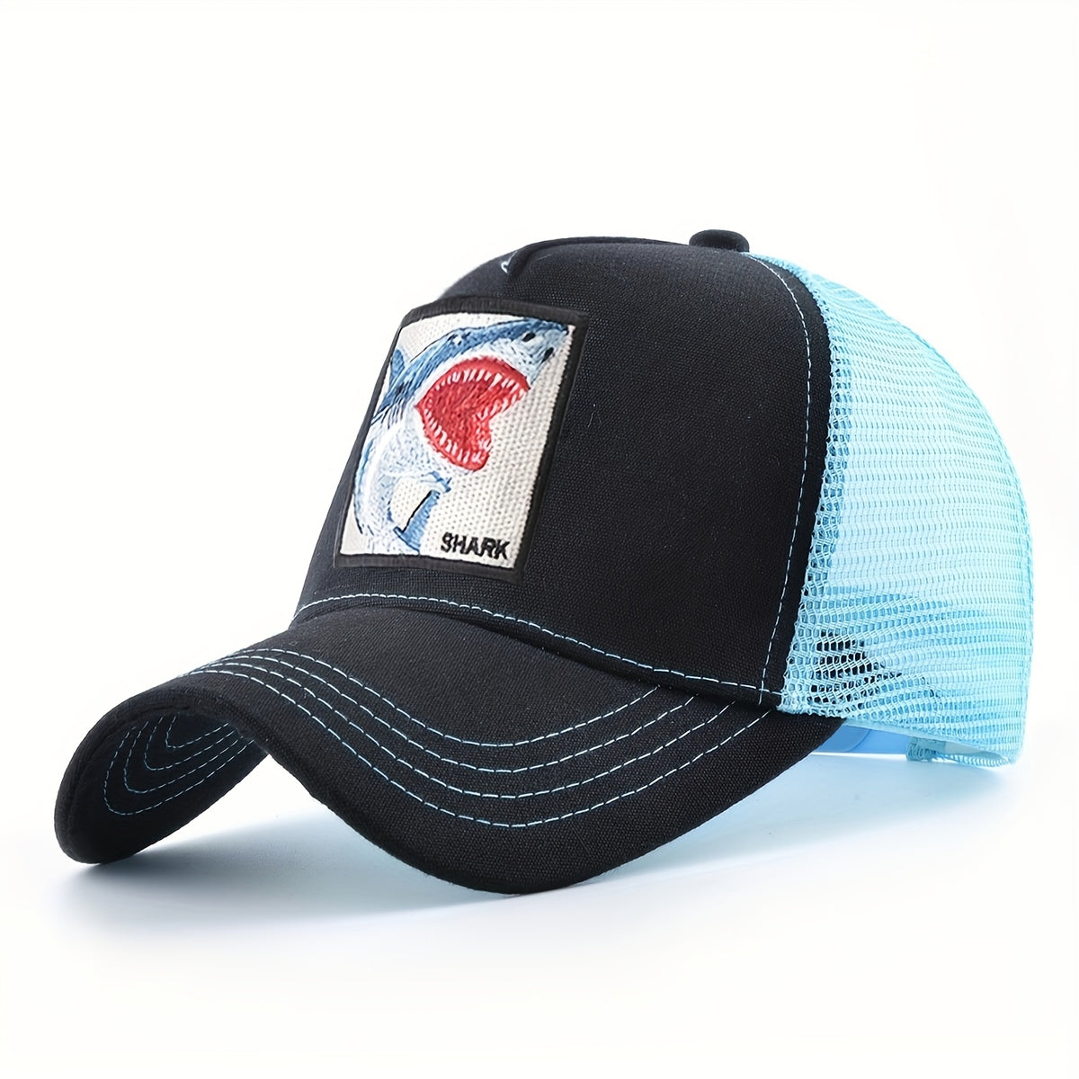 Shark Embroidered Unisex Trucker Baseball Cap