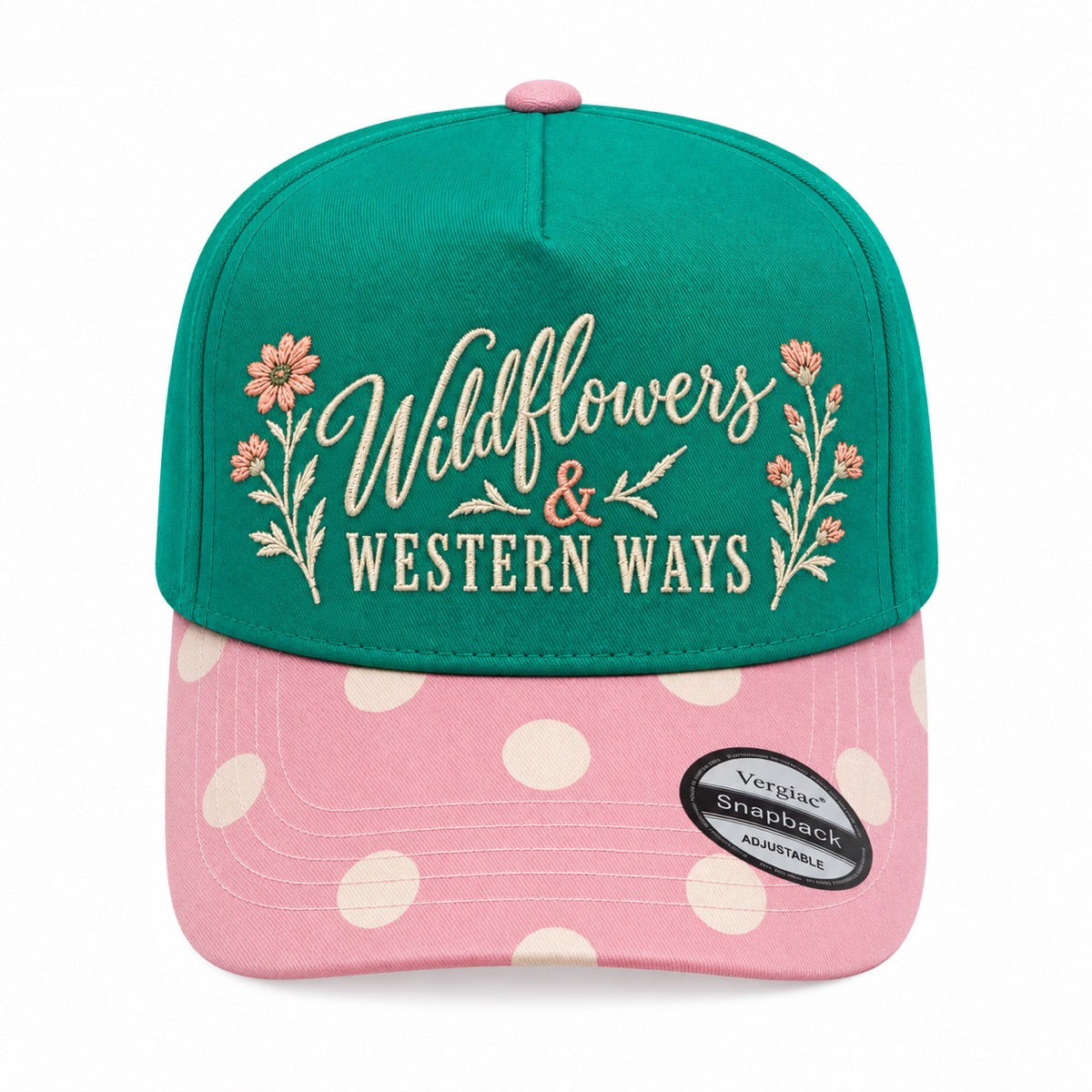5-Panel Embroidered Cotton Trucker Hat with Printed Brim and Structured Front, Adjustable Unisex Baseball Cap, 1 Piece