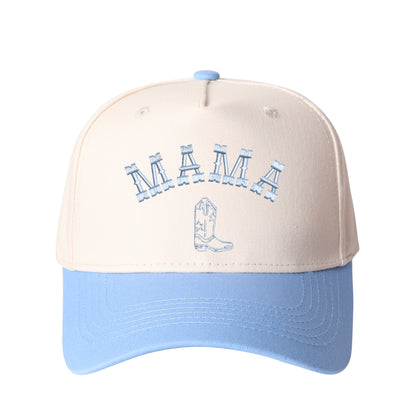 Mama And Boot Pattern Embroidered Trucker Hat