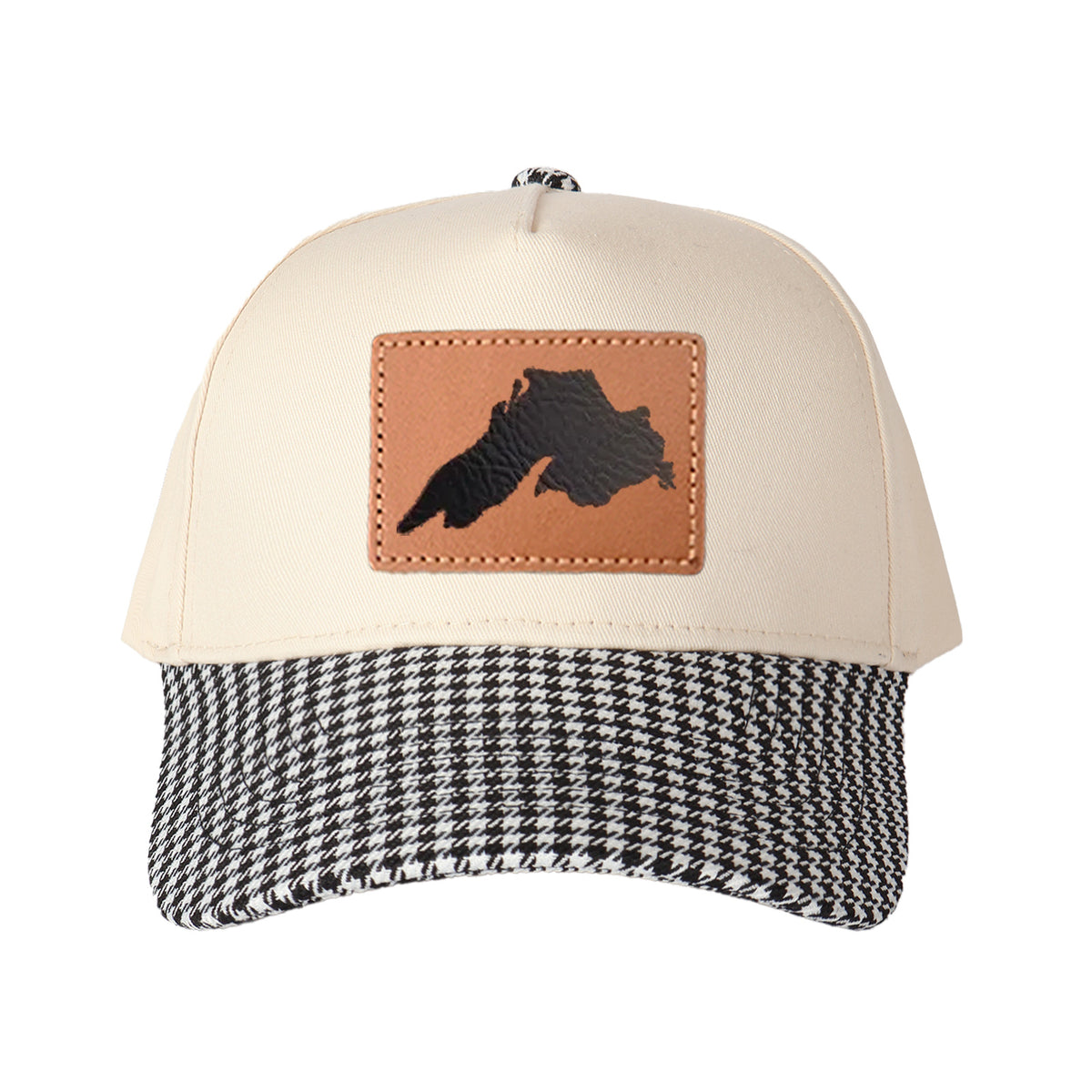 Upper Peninsula Of Michigan Leather Patch Trucker Hat