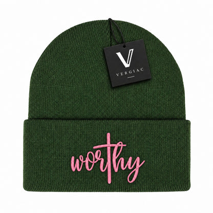 Worthy Embroidered Knit Beanie