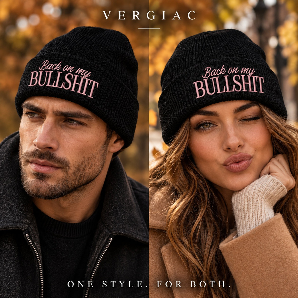 A Back on my BULLSHIT Embroidered Acrylic Knitted Hat Unisex High Elasticity High Gram Weight Warm and Comfortable