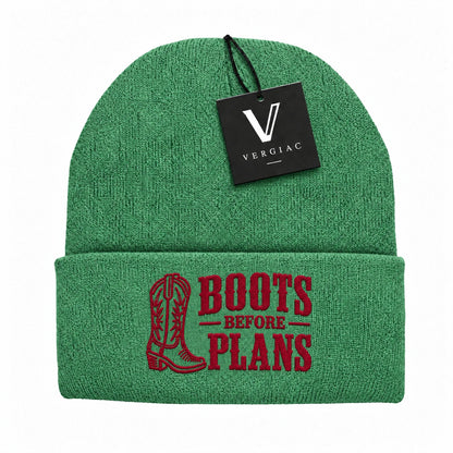 Boots Before Plans Embroidered Knit Beanie