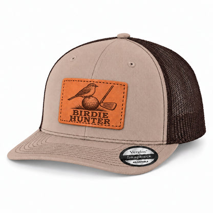 Birdie Hunter Bird And Golf Graphic Leather Patch Trucker Hat