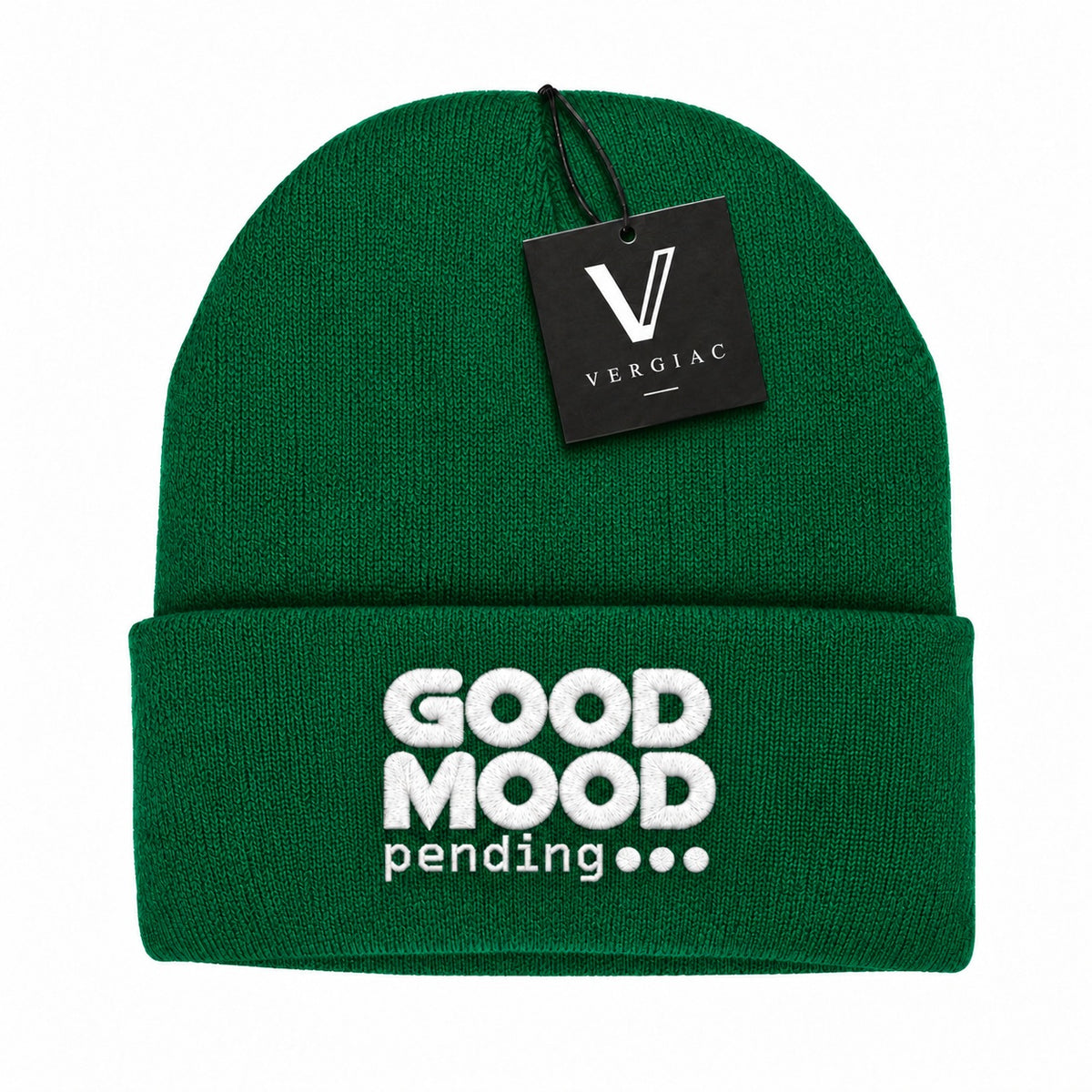 A GOOD MOOD pending... Embroidered Acrylic Knitted Hat Unisex High Elasticity High Gram Weight Warm and Comfortable