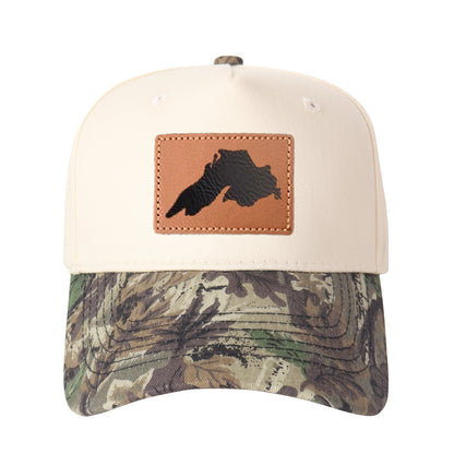 Upper Peninsula Of Michigan Leather Patch Trucker Hat