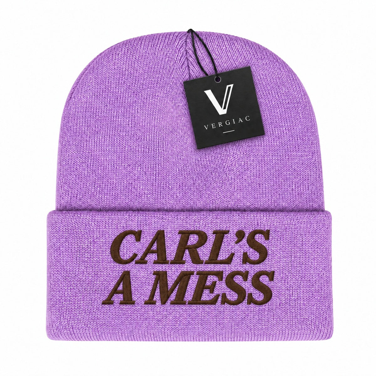 A CARL'S A MESS Embroidered Acrylic Knitted Hat Unisex High Elasticity High Gram Weight Warm and Comfortable