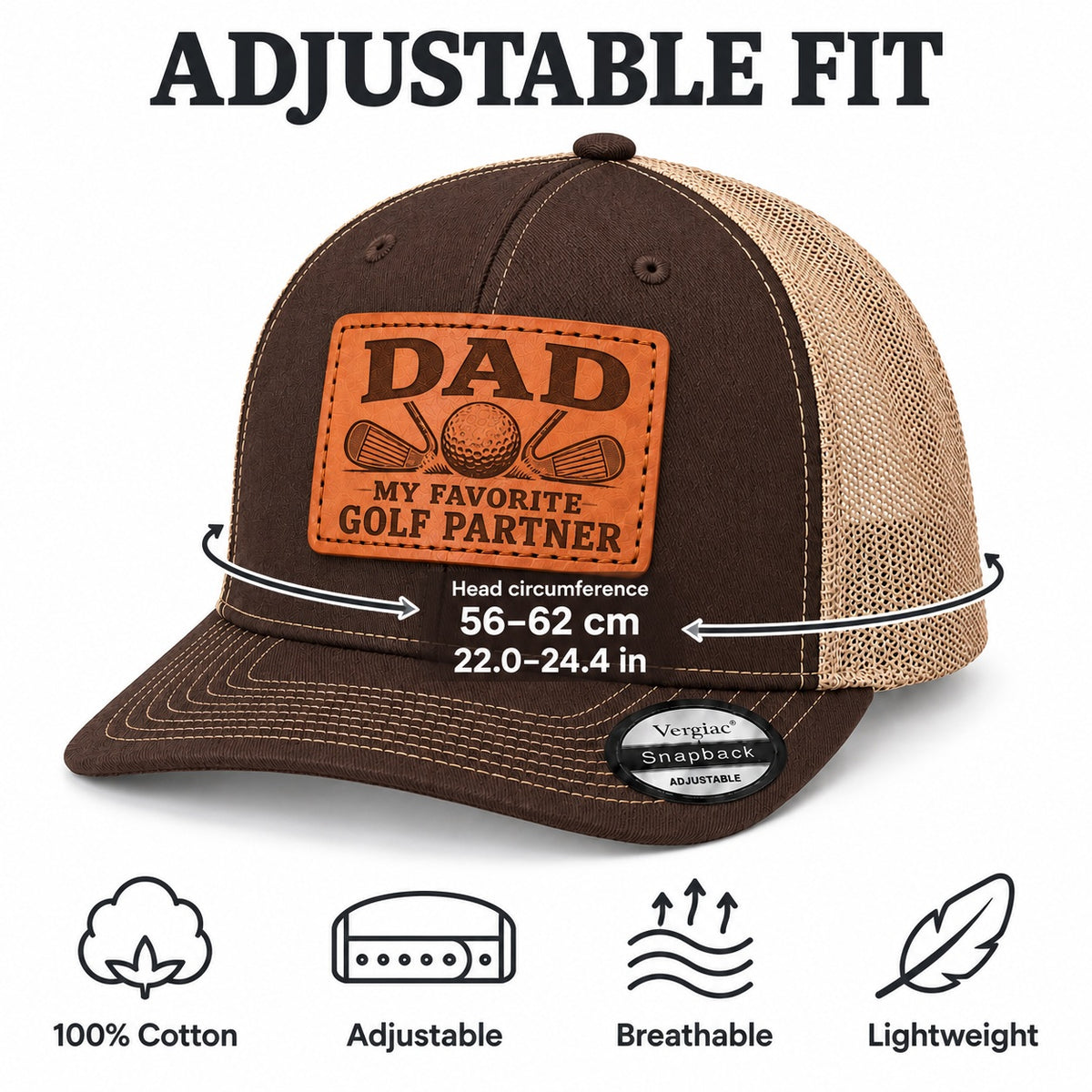 Dad My Favorite Golf Partner Golf Club Graphic Leather Patch Trucker Hat