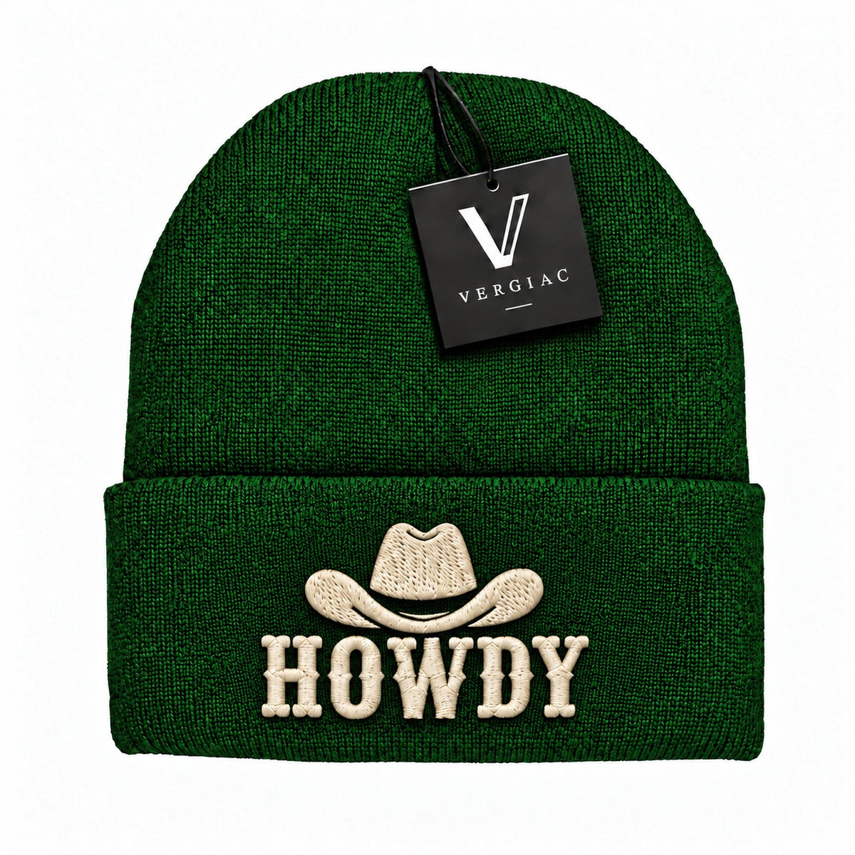 A HOWDY Embroidered Acrylic Knitted Hat Unisex High Elasticity High Gram Weight Warm and Comfortable