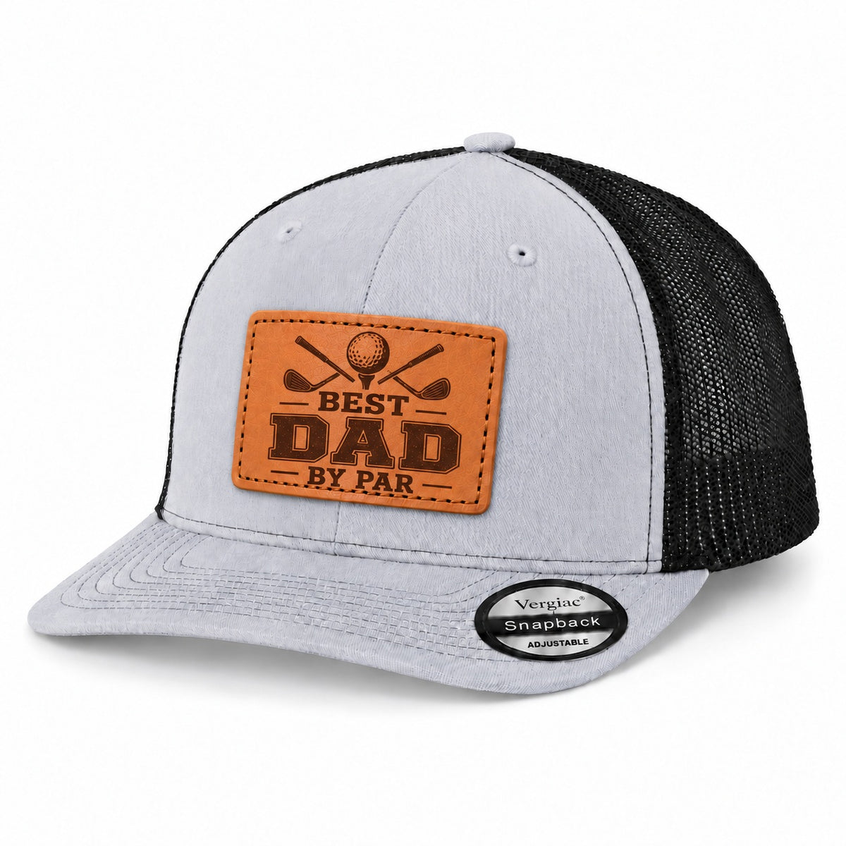 Best Dad By Par Golf Club Graphic Leather Patch Trucker Hat