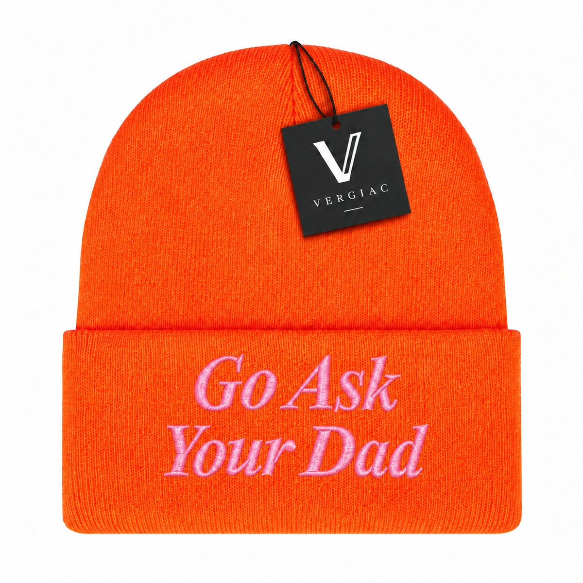 A Go Ask Your Dad Embroidered Acrylic Knitted Hat Unisex High Elasticity High Gram Weight Warm and Comfortable