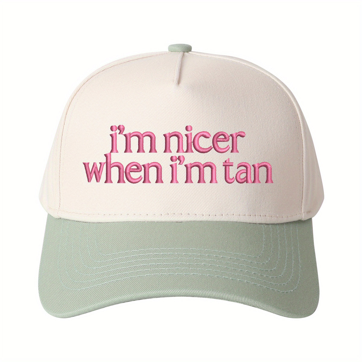 1pc “I'm Nicer When I'm Tan” Embroidered Trucker Hat for Women, Stylish Baseball Cap