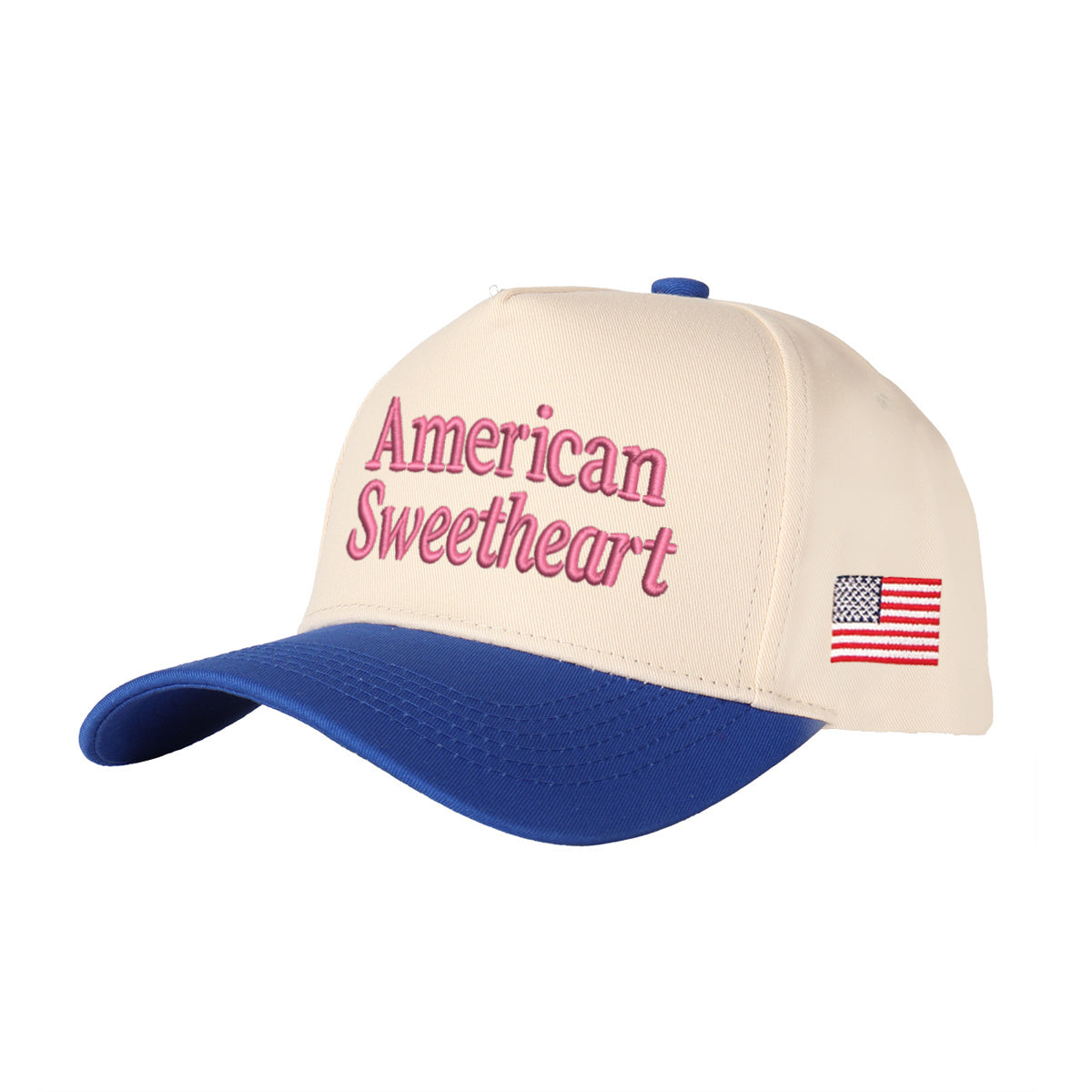 American Sweetheart Embroidered Patchwork Trucker Cap | Adjustable Unisex Snapback, Retro Americana Essential