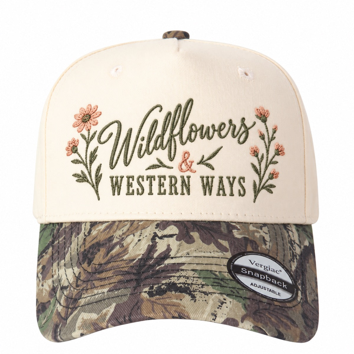5-Panel Embroidered Cotton Trucker Hat with Printed Brim and Structured Front, Adjustable Unisex Baseball Cap, 1 Piece