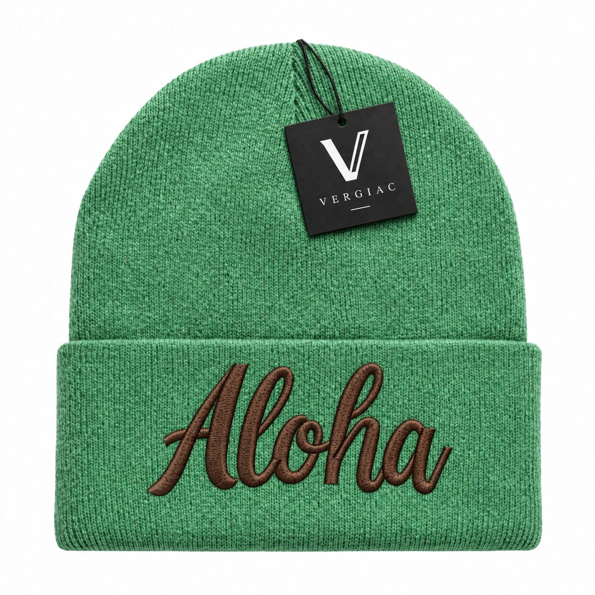 A ALOHA Embroidered Acrylic Knitted Hat Unisex High Elasticity High Gram Weight Warm and Comfortable