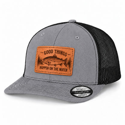 Good Things Happen on the Water Leather Patch Hat