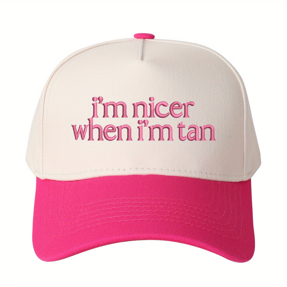 1pc “I'm Nicer When I'm Tan” Embroidered Trucker Hat for Women, Stylish Baseball Cap