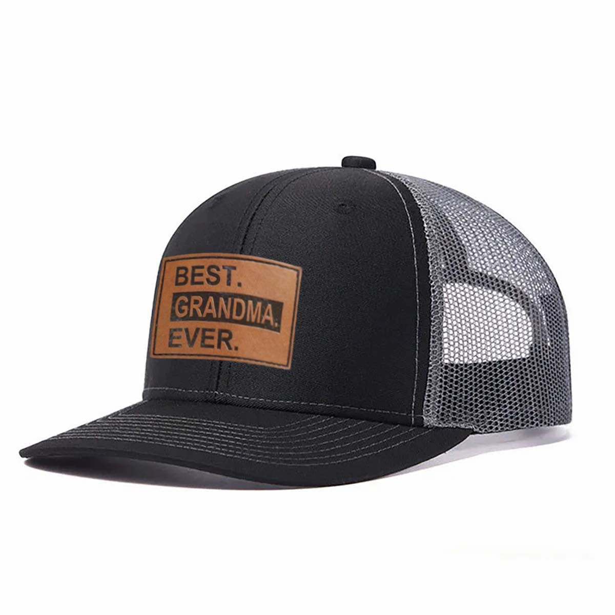 Best.grandma.ever. Leather Patch Trucker Hat