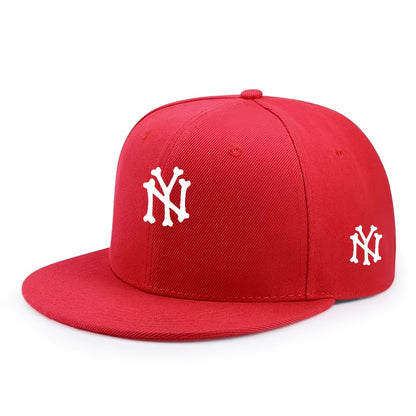 NY Letter Print Flat-Brim Cap