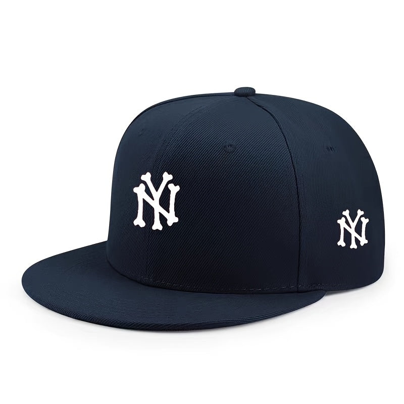 NY Letter Print Flat-Brim Cap