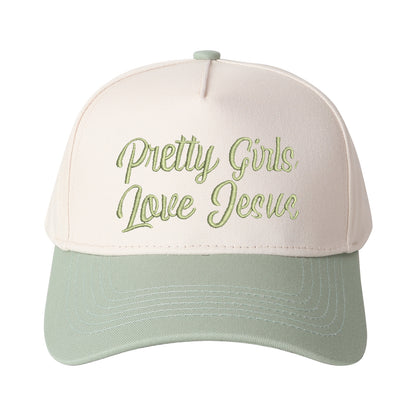 Pretty Girls Love Jesus Embroidered Trucker Hat