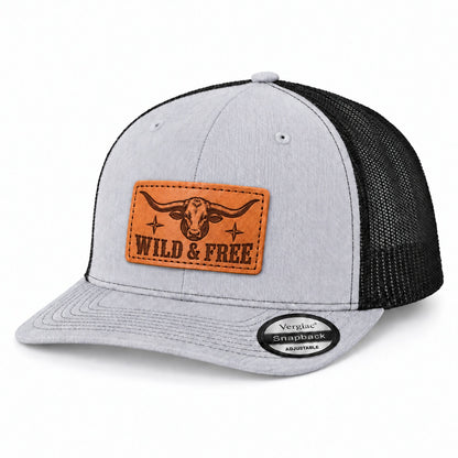 Wild and Free Leather Patch Trucker Hat
