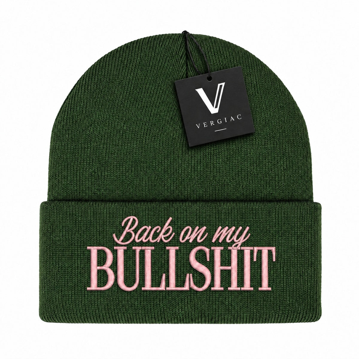 A Back on my BULLSHIT Embroidered Acrylic Knitted Hat Unisex High Elasticity High Gram Weight Warm and Comfortable