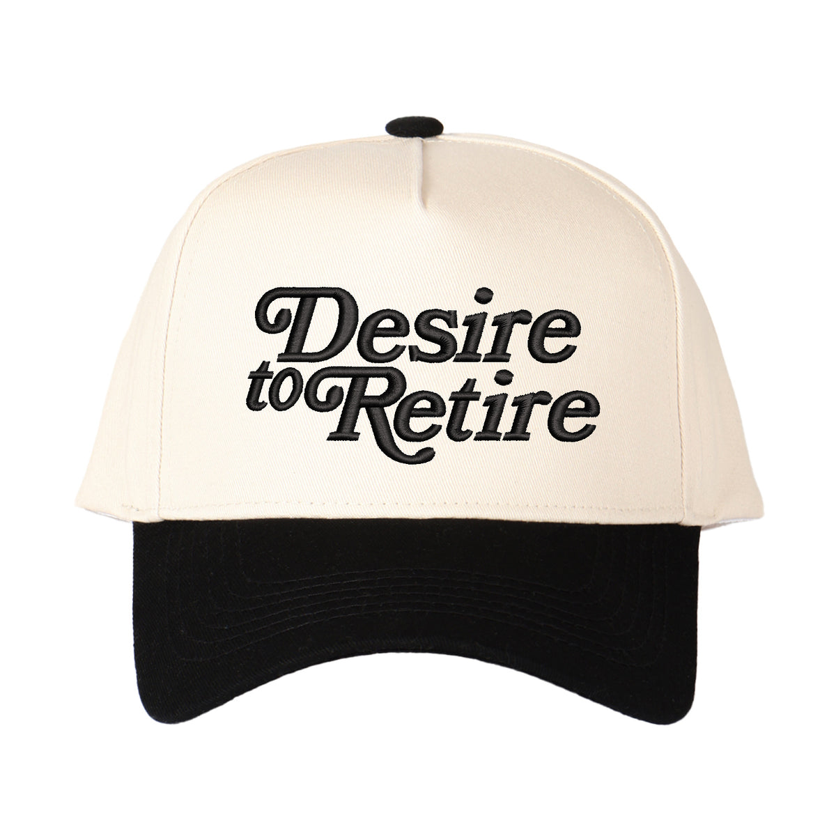 "Desire to Retire" Letter Embroidered Patchwork Trucker Hat | Adjustable Unisex Snapback, Dream Life Travel Essential Cap