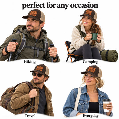 Dad's Hunting Buddy Hunting Dog And Bird Graphic Leather Patch Trucker Hat