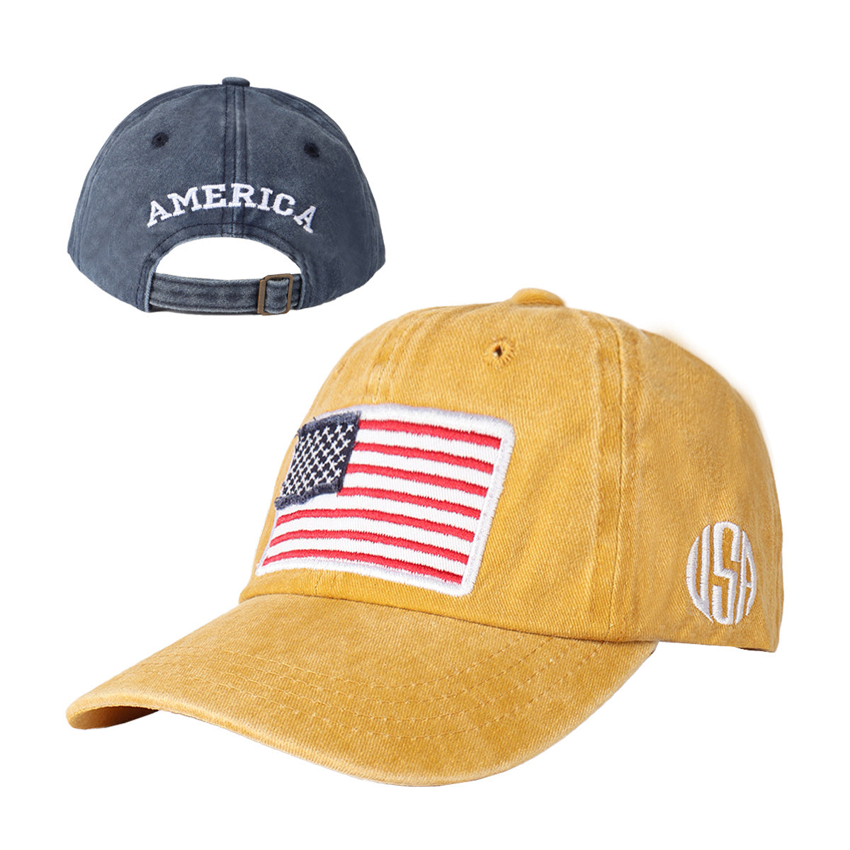 Vintage Washed USA Flag Embroidered Baseball Cap