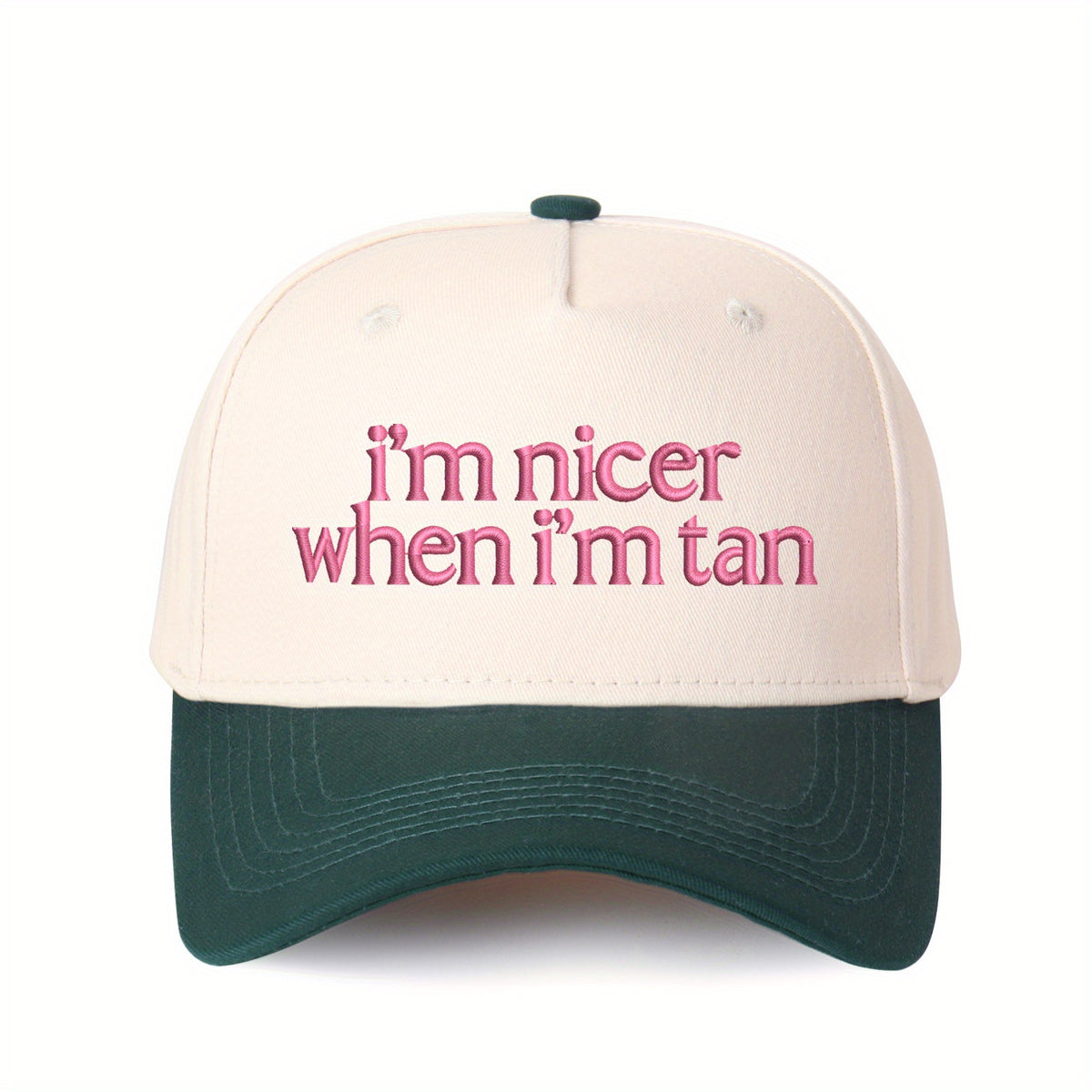 1pc “I'm Nicer When I'm Tan” Embroidered Trucker Hat for Women, Stylish Baseball Cap