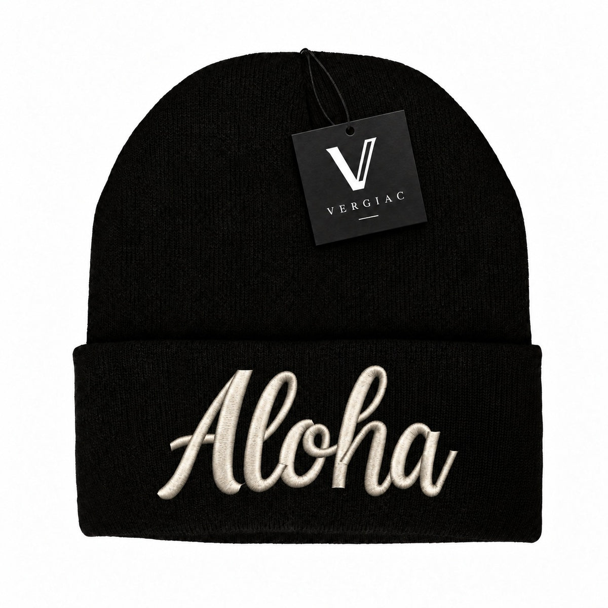 A ALOHA Embroidered Acrylic Knitted Hat Unisex High Elasticity High Gram Weight Warm and Comfortable