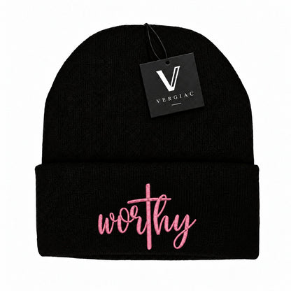 Worthy Embroidered Knit Beanie