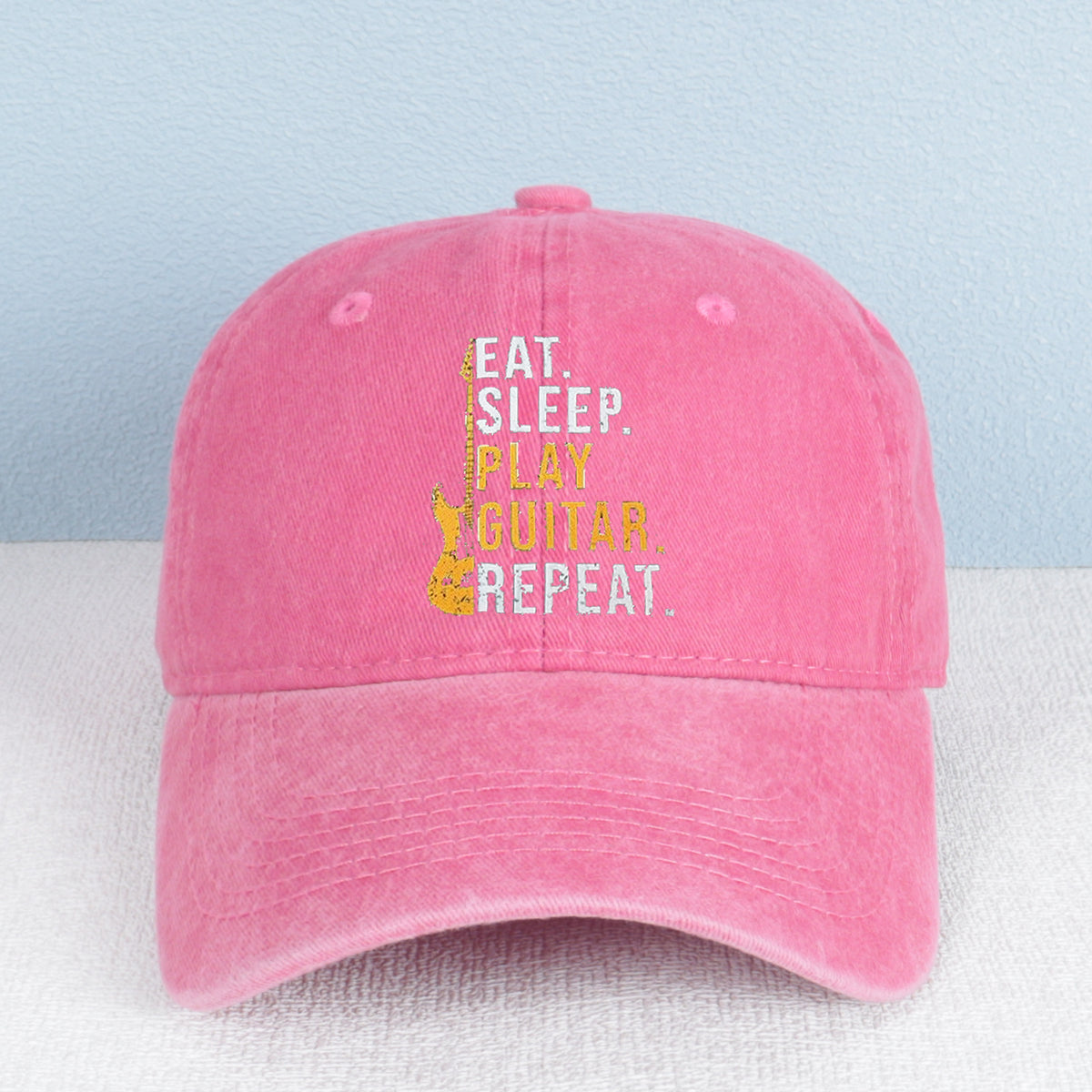 Eat. Sleep. Play Guitar. Repeat. Washed Baseball Cap