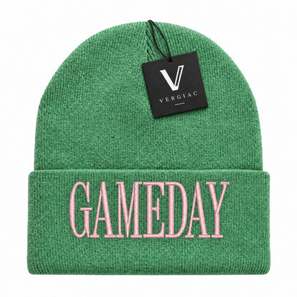 A GAMEDAY Embroidered Acrylic Knitted Hat Unisex High Elasticity High Gram Weight Warm and Comfortable