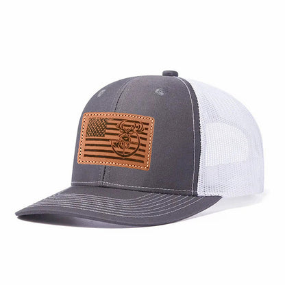 Antler And Bow Leather Patch Trucker Hat