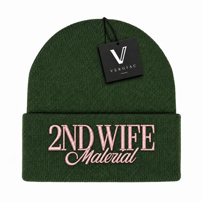 A 2ND WIFE Embroidered Acrylic Knitted Hat Unisex High Elasticity High Gram Weight Warm and Comfortable