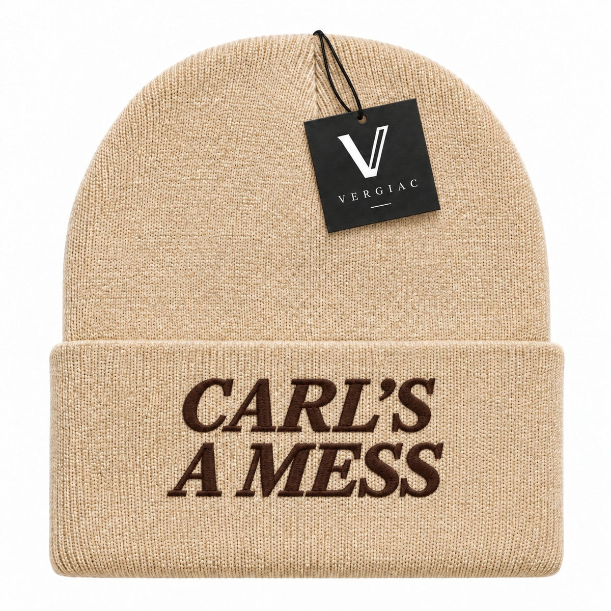 A CARL'S A MESS Embroidered Acrylic Knitted Hat Unisex High Elasticity High Gram Weight Warm and Comfortable