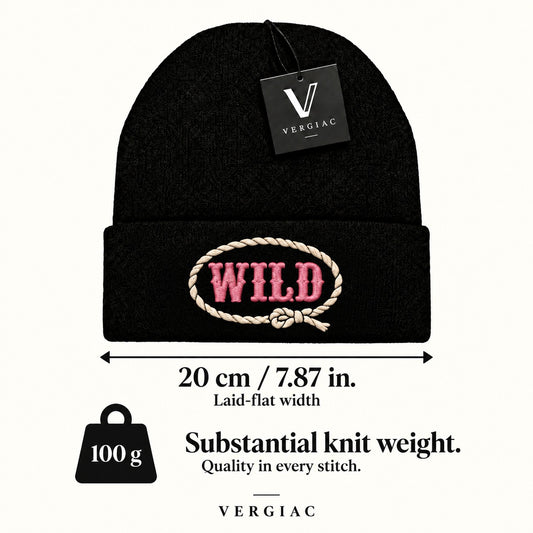 A WILD Embroidered Acrylic Knitted Hat Unisex High Elasticity High Gram Weight Warm and Comfortable
