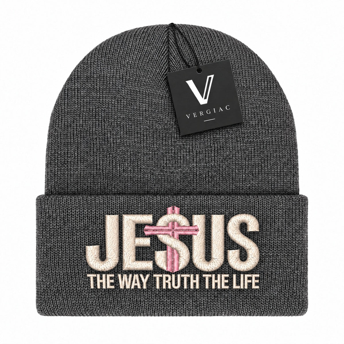 A JESUS Embroidered Acrylic Knitted Hat Unisex High Elasticity High Gram Weight Warm and Comfortable