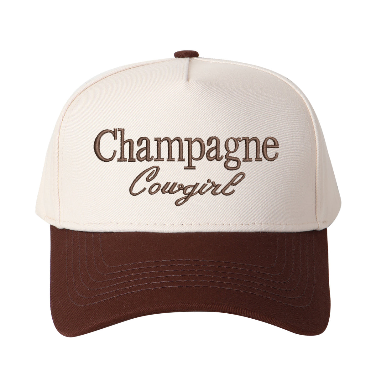 Champagne Cowgirl Embroidered Trucker Hat