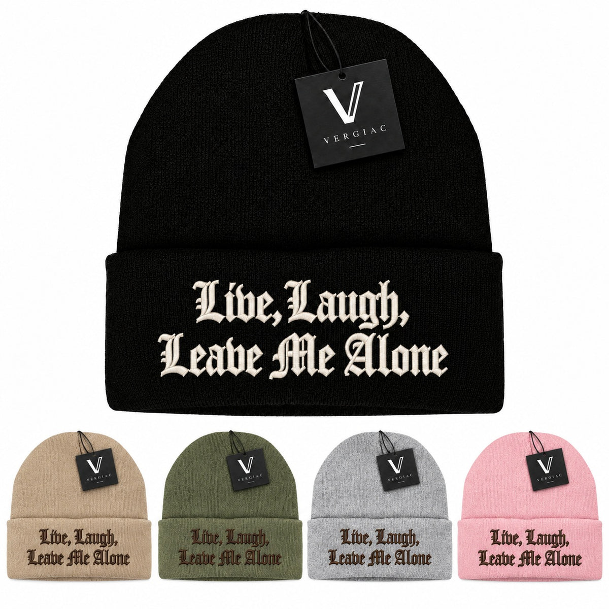 A Gothic font Embroidered Acrylic Knitted Hat Unisex High Elasticity High Gram Weight Warm and Comfortable
