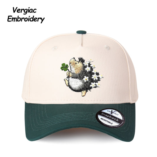 Hedgehog Embroidered Color Block Trucker Hat, Adjustable Unisex Cap for Travel and Everyday Wear