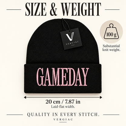 A GAMEDAY Embroidered Acrylic Knitted Hat Unisex High Elasticity High Gram Weight Warm and Comfortable